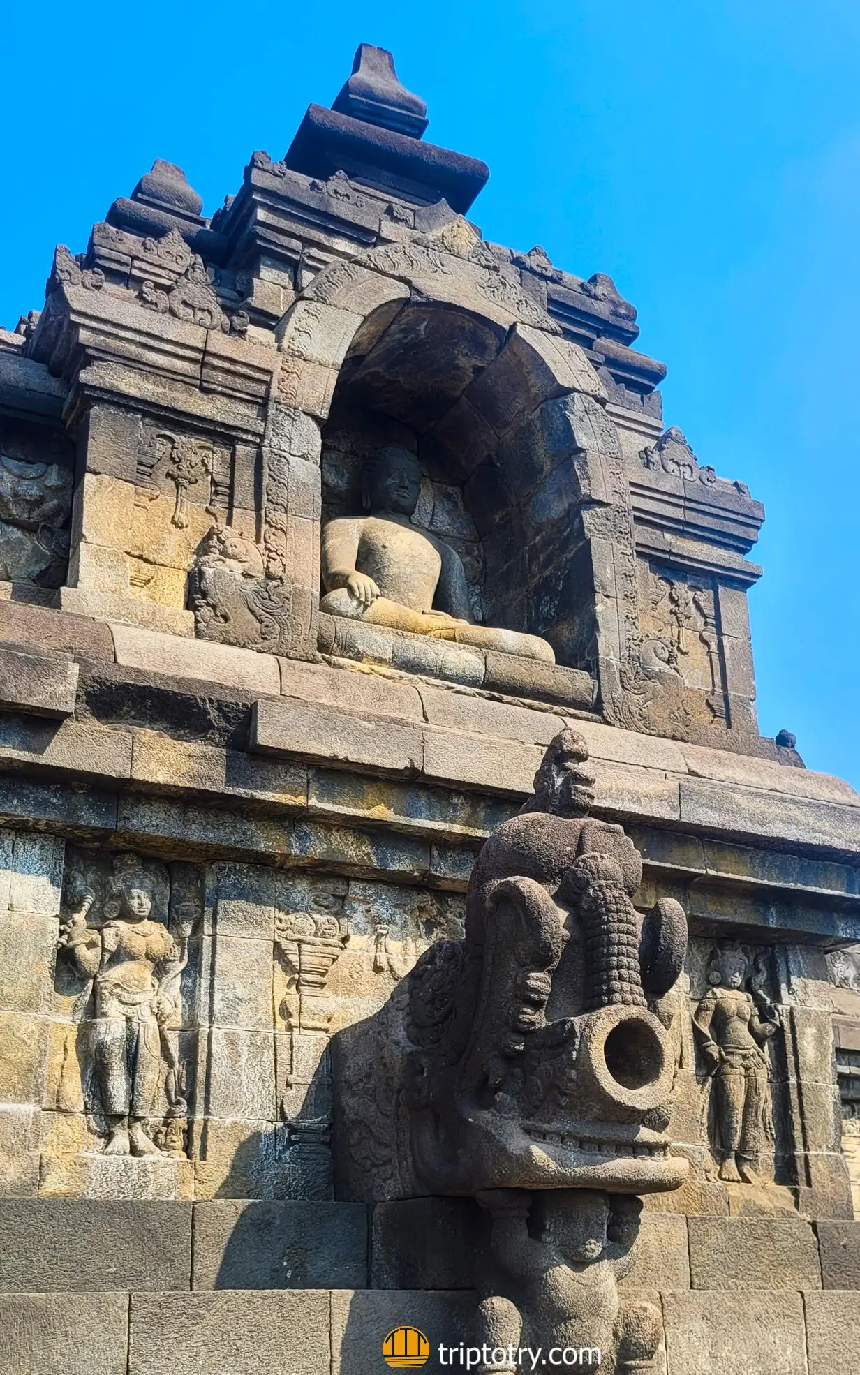 Tempio di Borobudur: dettagli del sistema di scolo dell'acqua