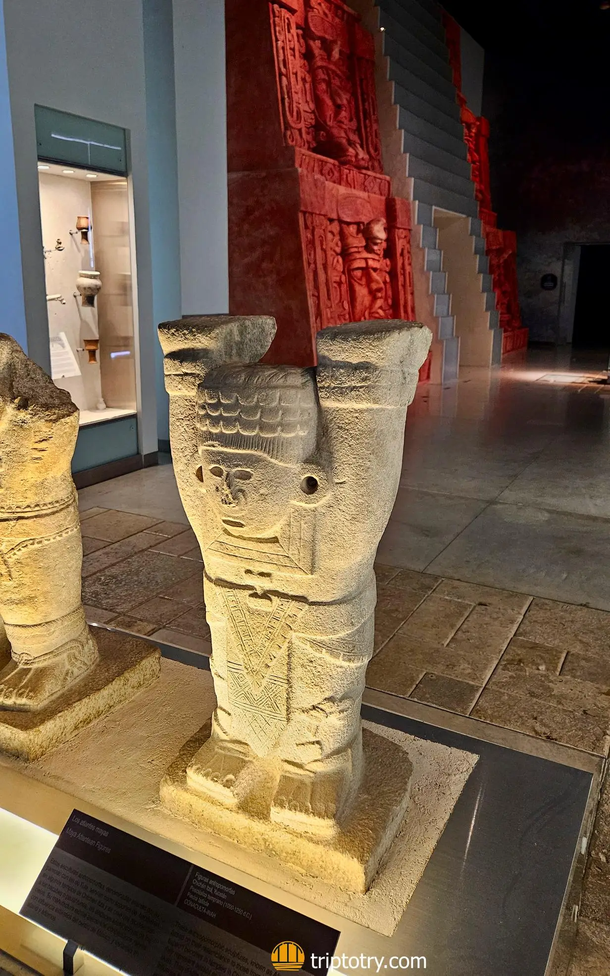 Mayan statue displayed at the World Mayan Museum in Merida, Yucatan