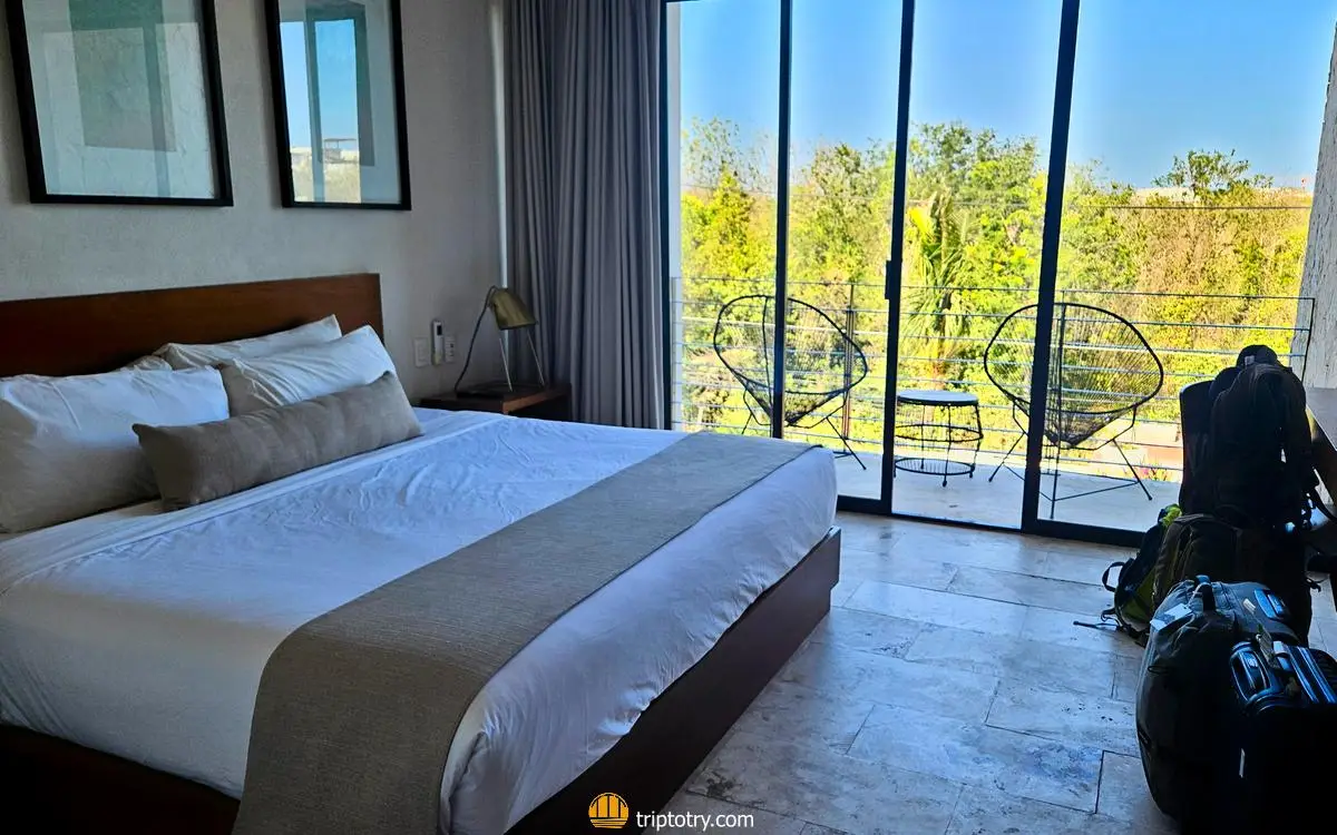 Hotel room in Tulum, a stop on the 14-day Yucatan Mexico itinerary