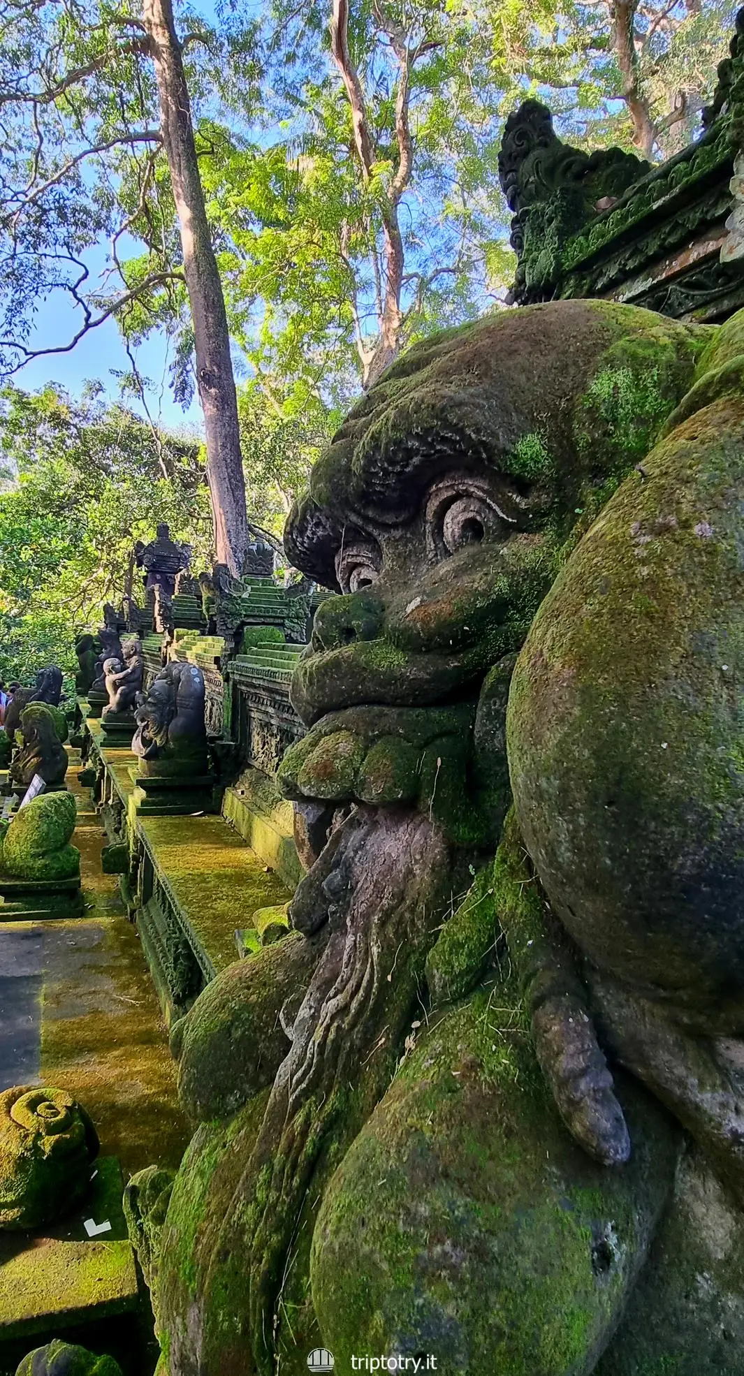 Foresta delle scimmie Ubud statue hindu - visit ubud monkey forest